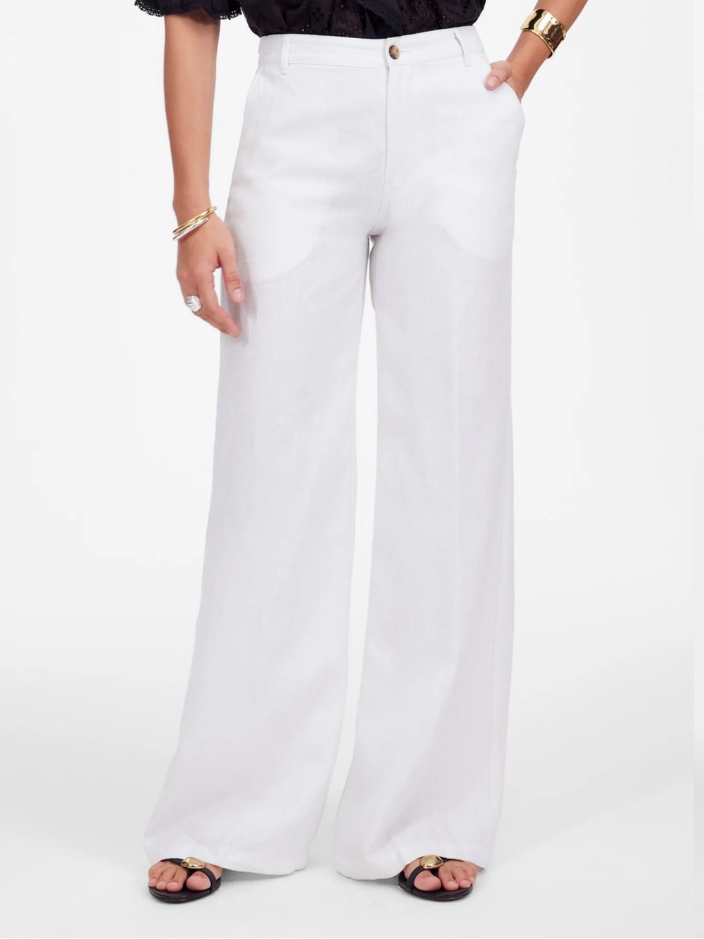 Madewell White Wide-Leg Linen Pants 100% linen